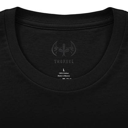 Graphic Tee — Small Bat Emblem Front & Red Question Mark Back
