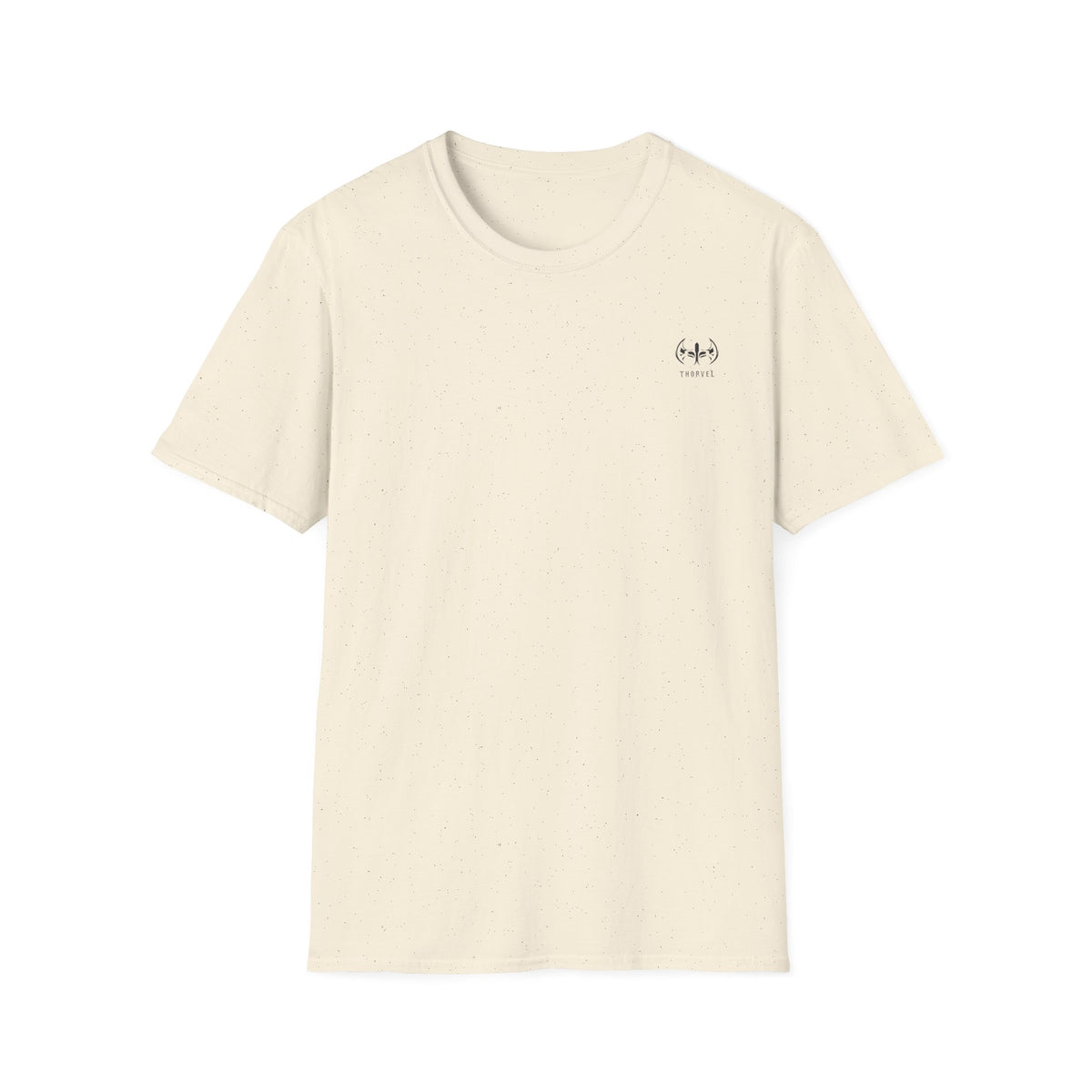 Minimalist Tiny Logo T-Shirt — Neutral Casual Tee with Small Chest Emblem