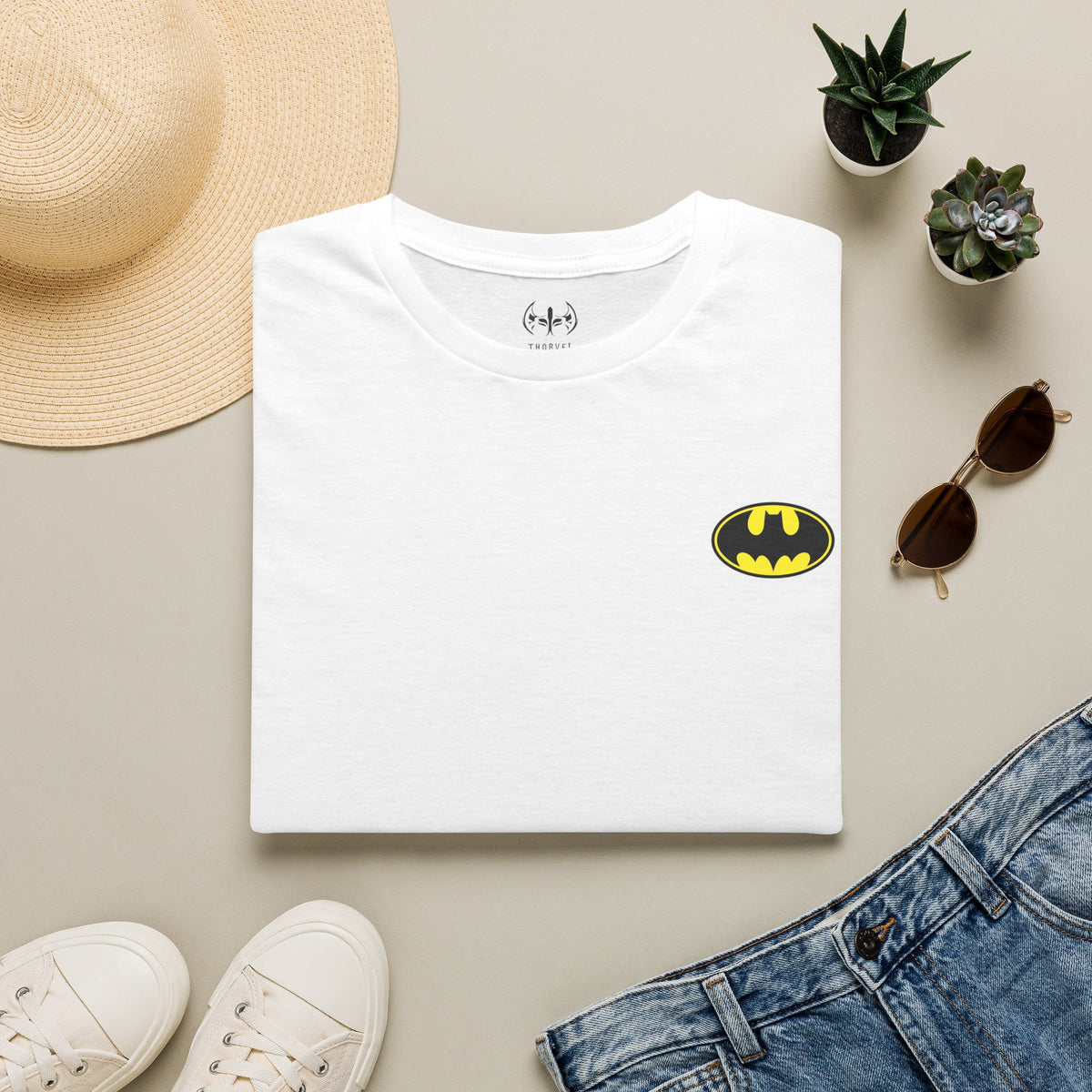 T-Shirt — Yellow Mini Batman Logo Chest Tee