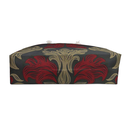 Baroque Floral Weekender Bag — Vintage Red & Gold Travel Tote